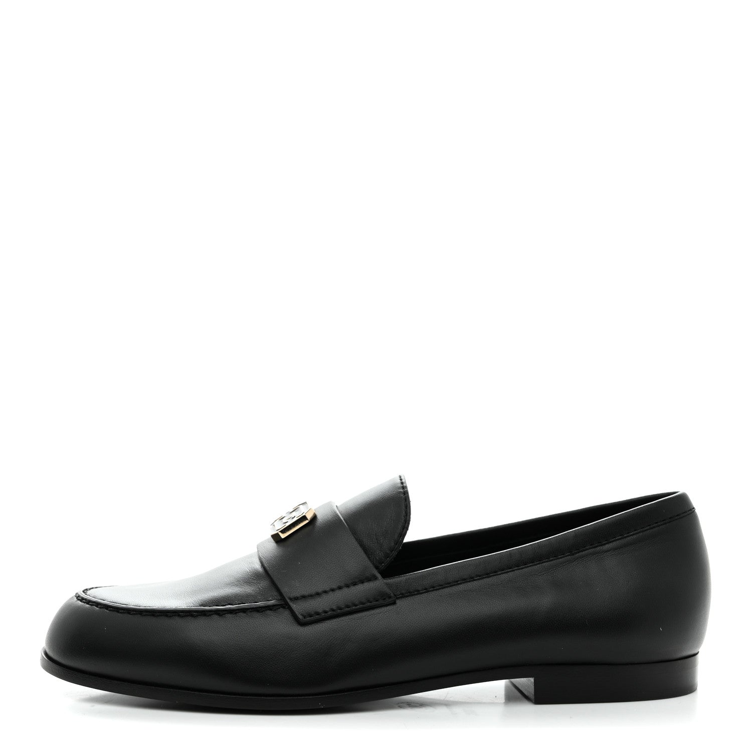 Lambskin Enamel CC Moccasin Loafers 37 Black