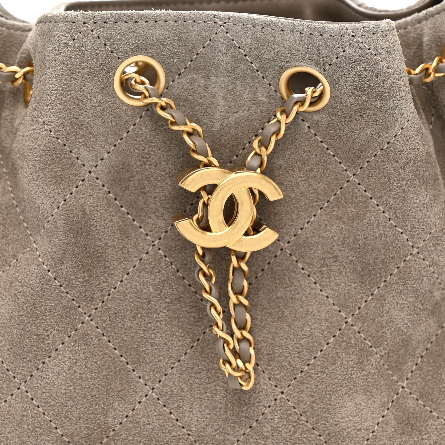 Chanel Suede Quilted Mini Chanel 25 Handbag Dark Grey