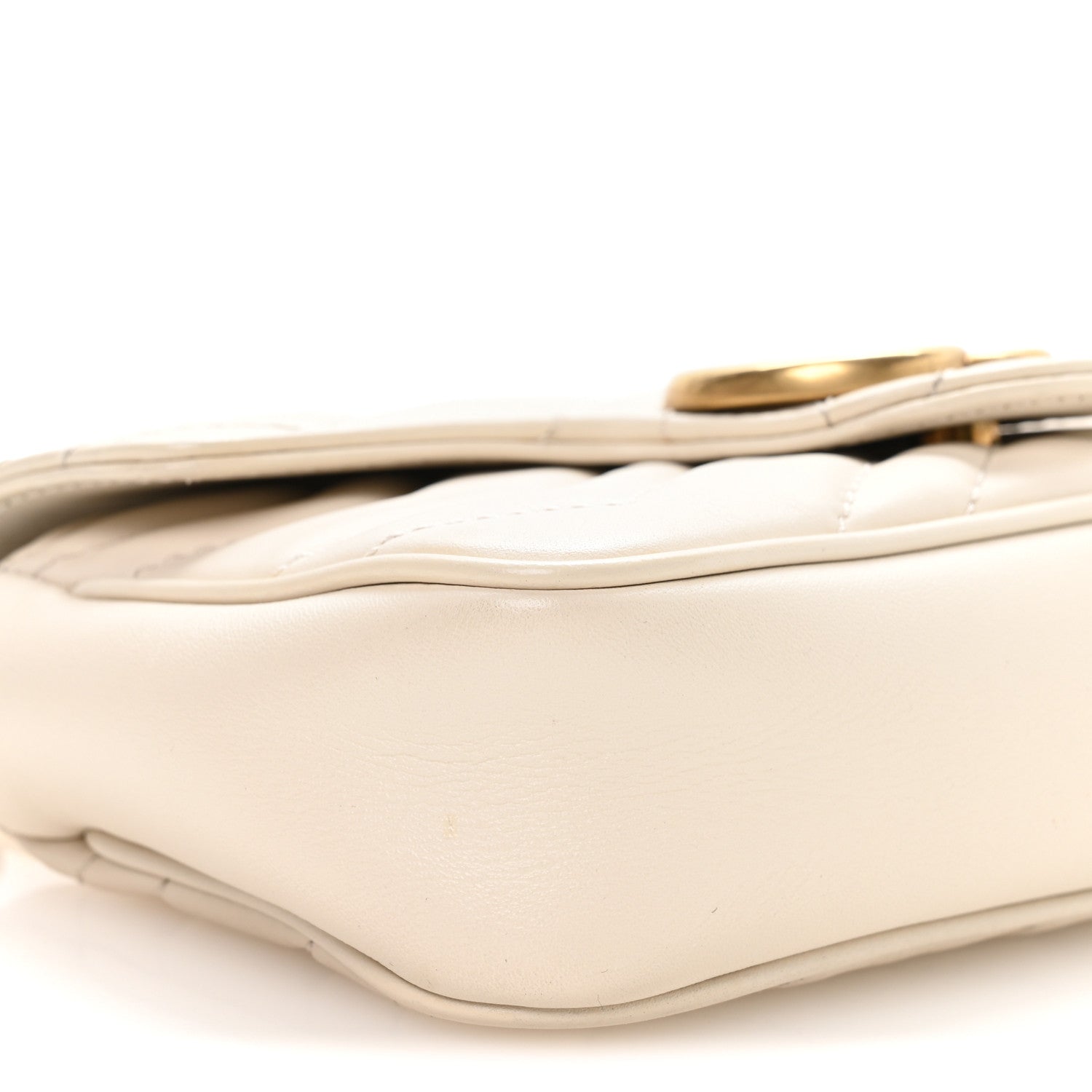 Gucci Calfskin Matelasse Super Mini GG Marmont Shoulder Bag White