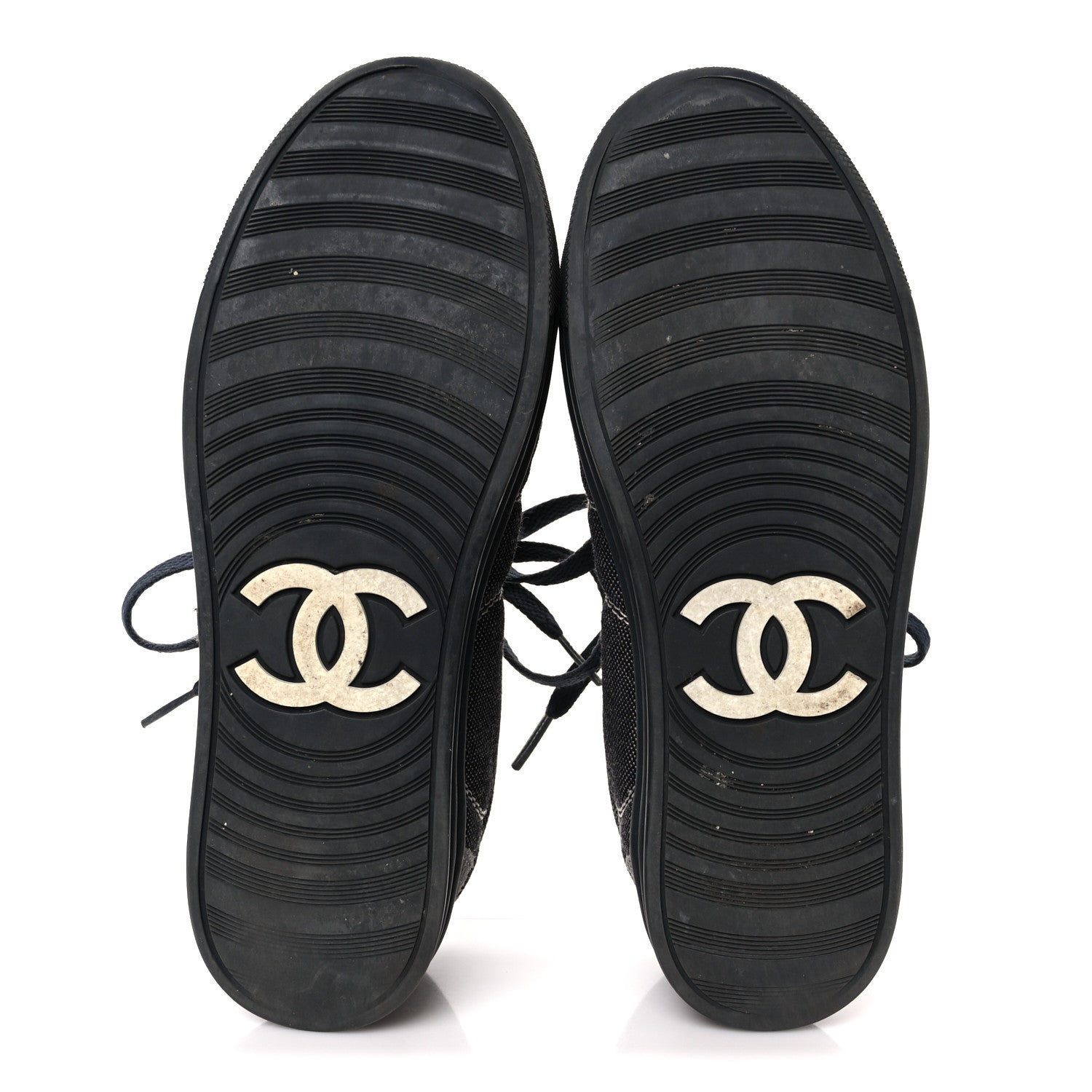 Chanel Toile Suede Calfskin CC Low Top Sneakers 36 Dark Grey