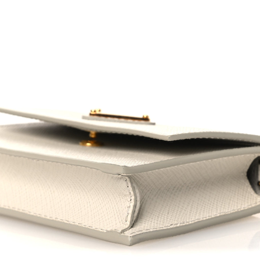 Prada Saffiano Card Holder With Chain Talco