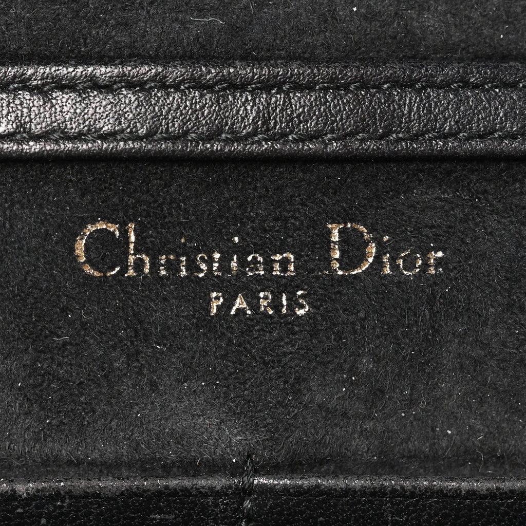 Christian Dior Calfskin Studded Diorama Wallet on Chain Pouch Black