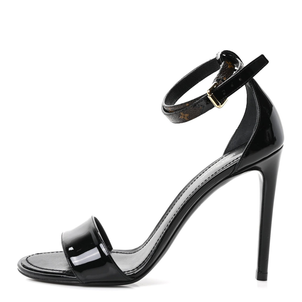 Louis Vuitton Patent Monogram Call Back Sandals 37 Black