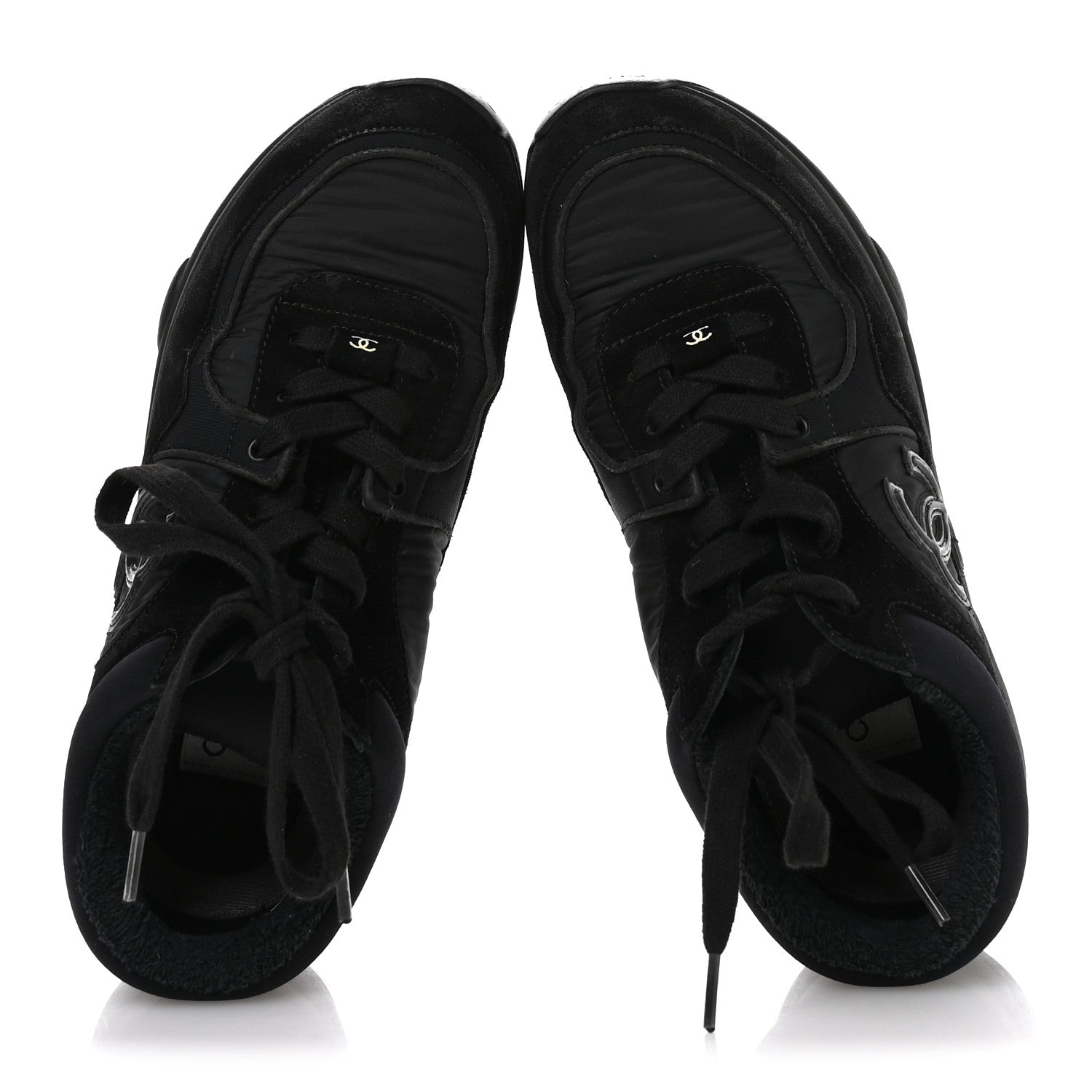 Fabric Calfskin Suede CC Sneakers 35.5 Black