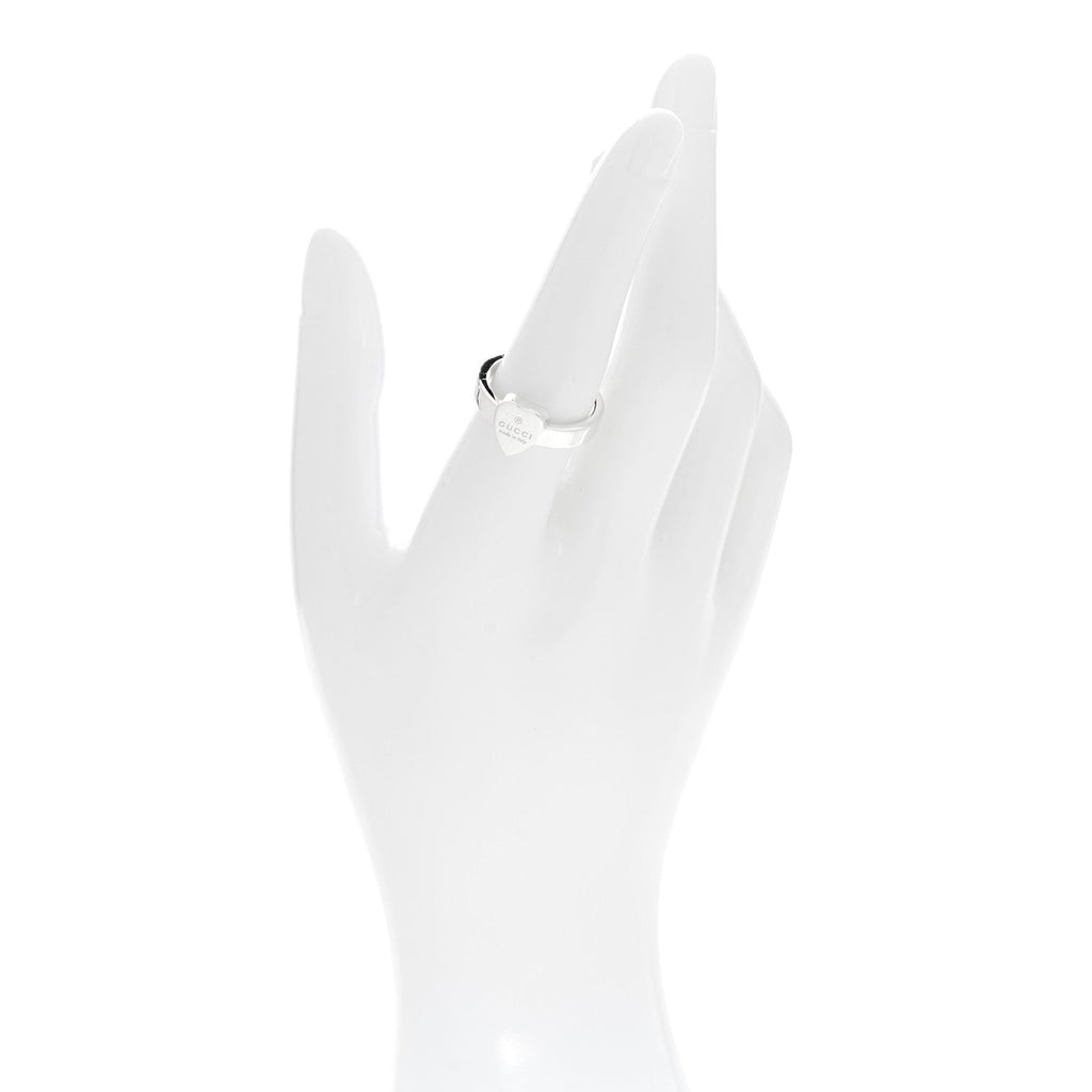 Gucci Sterling Silver Trademark Heart Ring 56 7.5