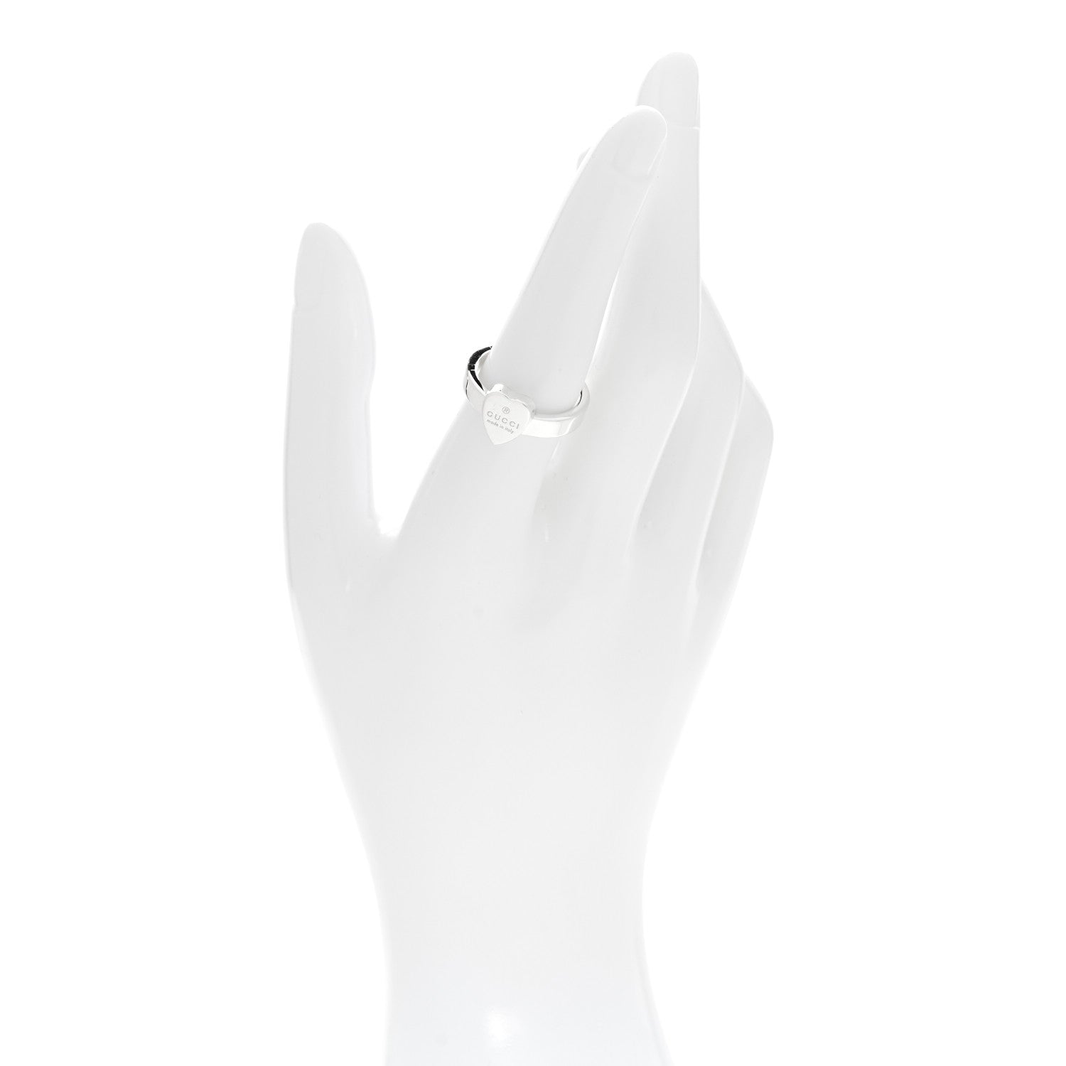 Gucci Sterling Silver Trademark Heart Ring 56 7.5