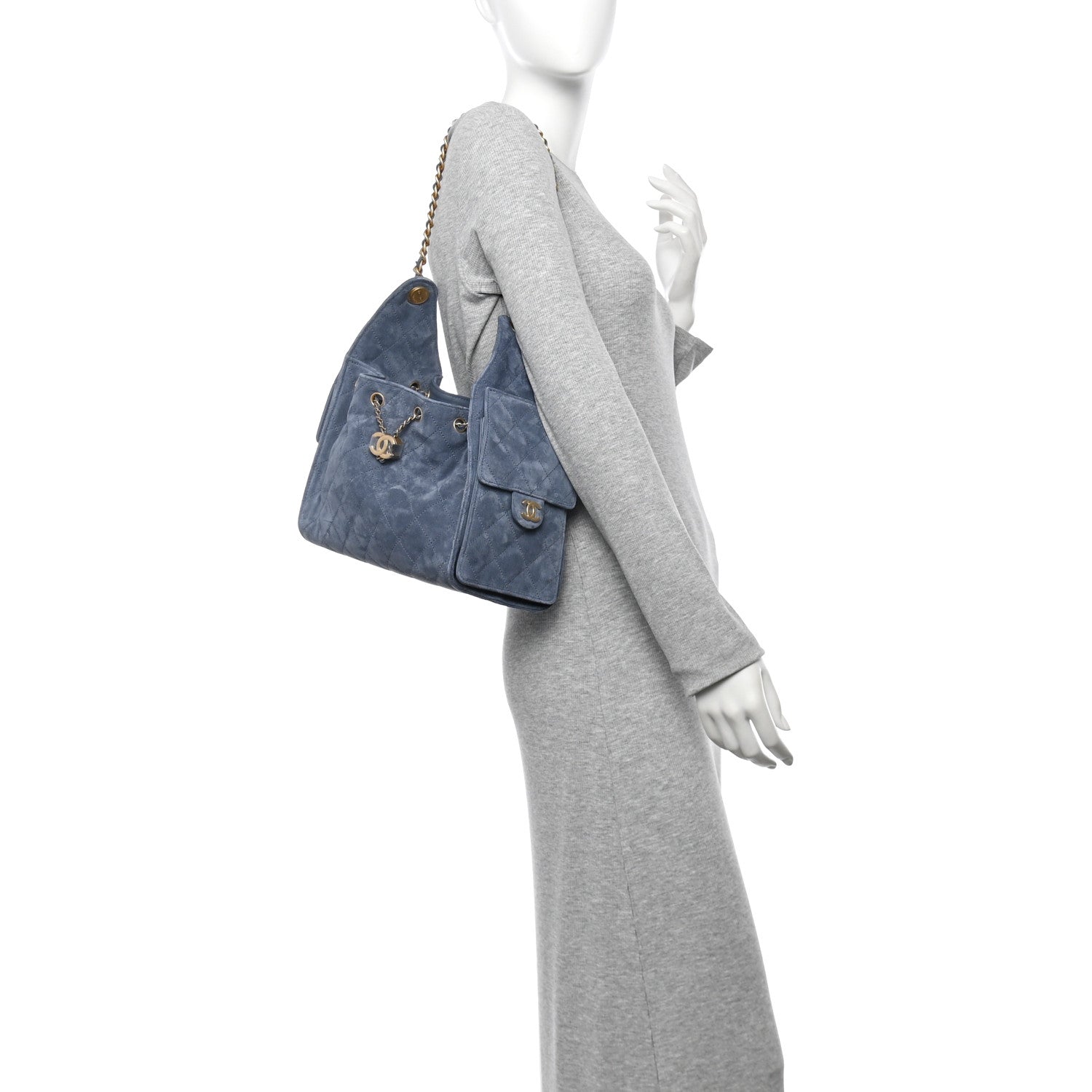 Chanel Suede Quilted Small Chanel 25 Handbag Blue