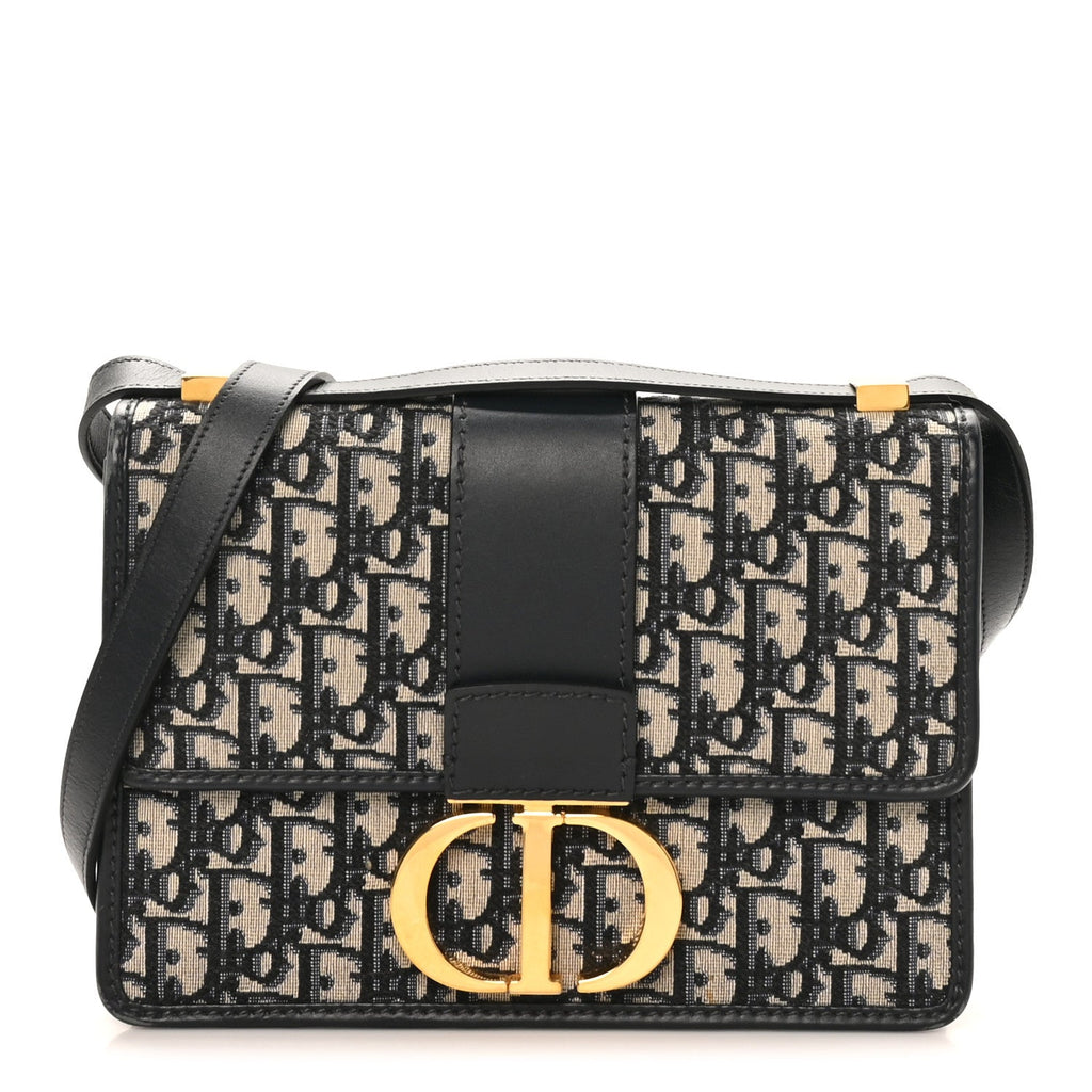 Christian Dior Oblique 30 Montaigne Flap Bag Blue