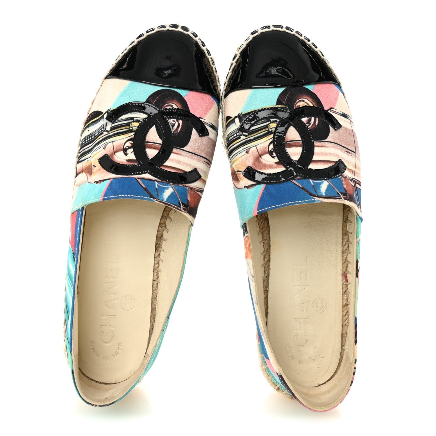 Fabric Patent CC Espadrilles 35 Multicolor Black