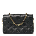 Louis Vuitton Lambskin Embossed Monogram Pochette Coussin Black