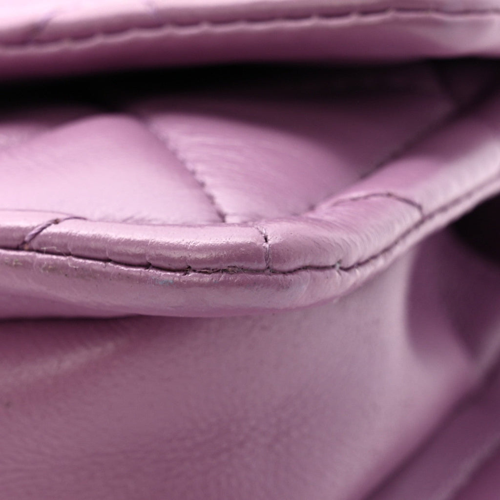 Chanel Shiny Lambskin Quilted Extra Mini Flap Purple