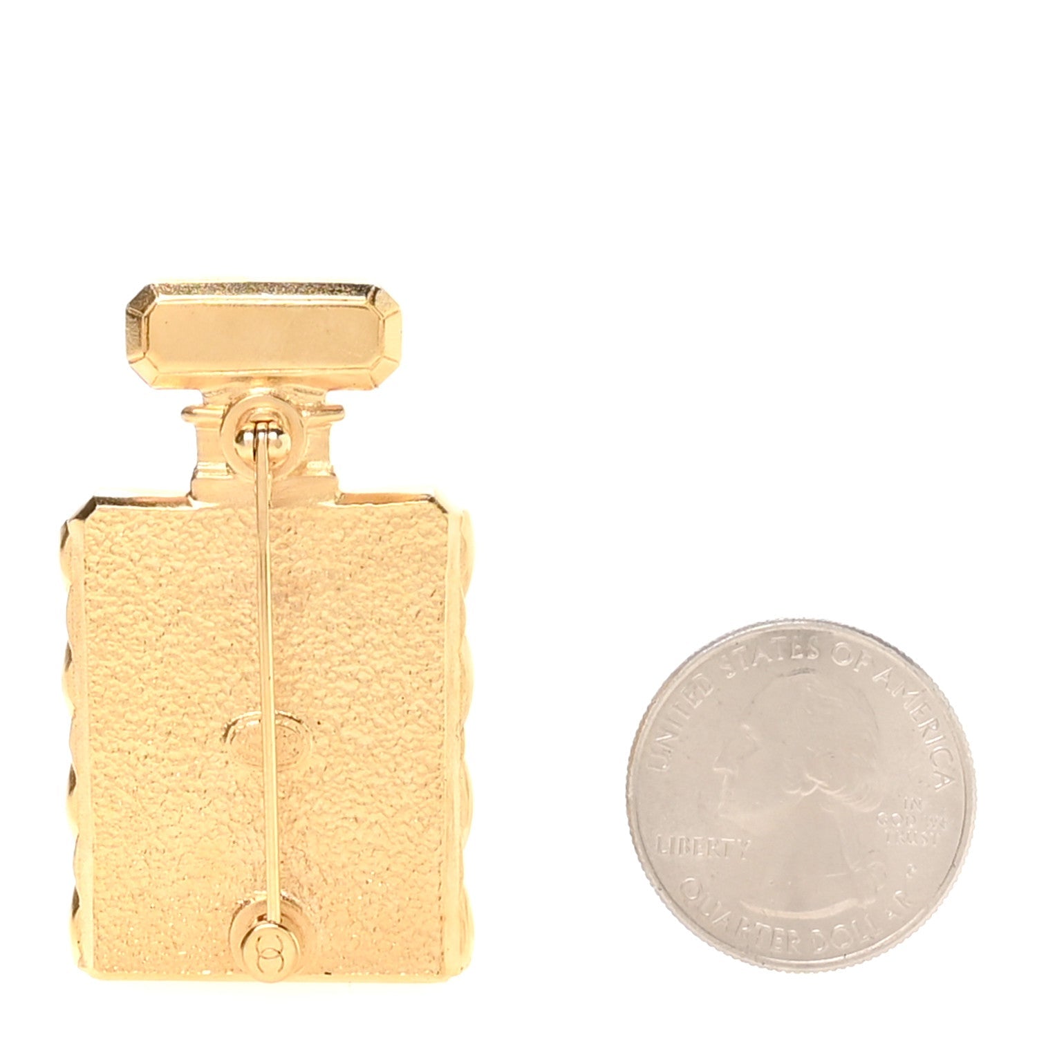 Enamel Pearl Quilted Perfume Bottle CC Brooch Gold