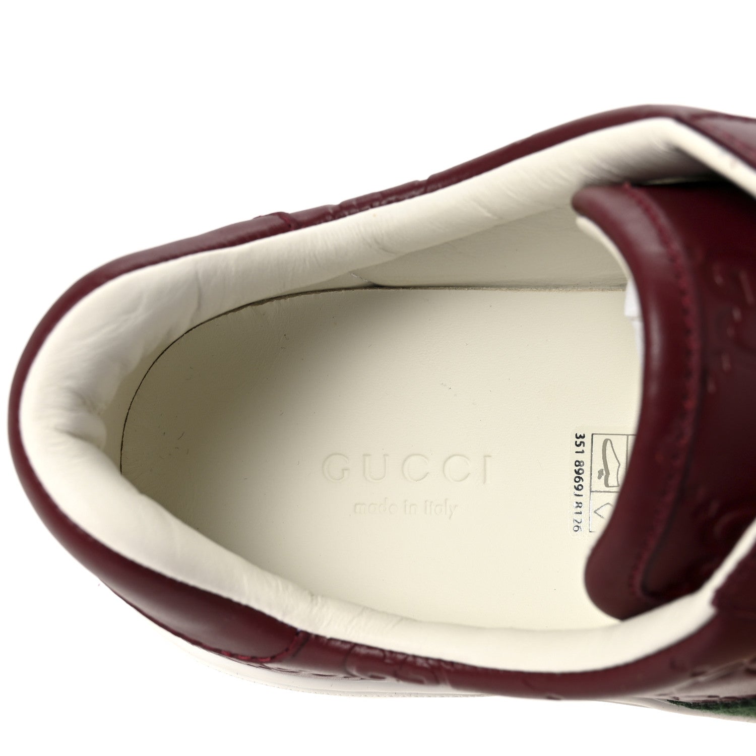 Gucci Calfskin GG Embossed Web Mens Ace Sneakers  36.5 Ancora Red