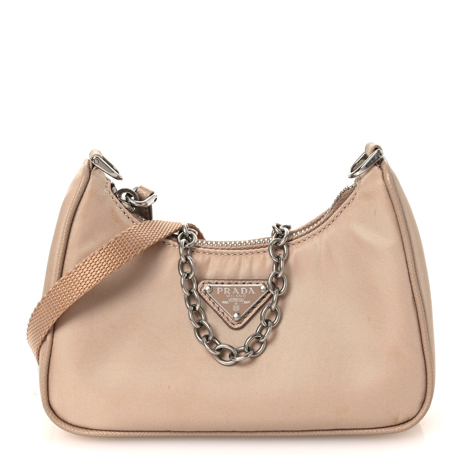 Prada Tessuto Nylon Saffiano Mini Re-Edition 2000 Shoulder Bag Cammeo
