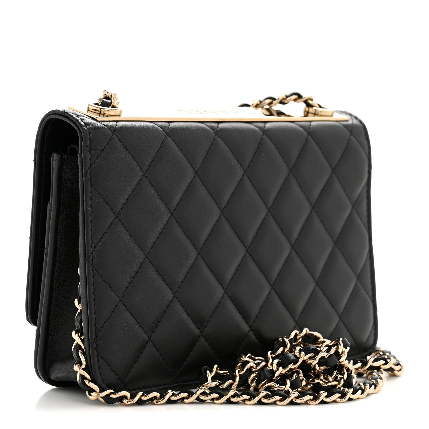 Chanel Lambskin Quilted Trendy CC Wallet On Chain WOC Black