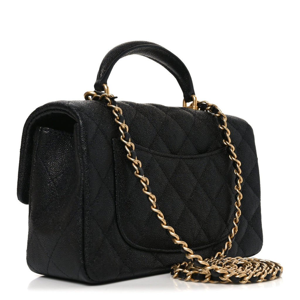 Chanel Caviar Quilted Mini Top Handle Rectangular Flap Black