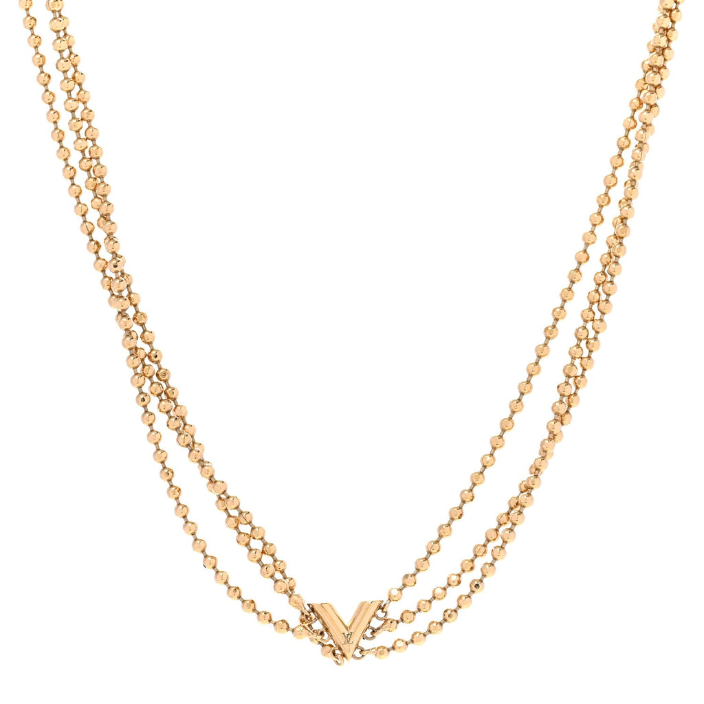 Louis Vuitton Metal Essential V Skin Necklace Gold