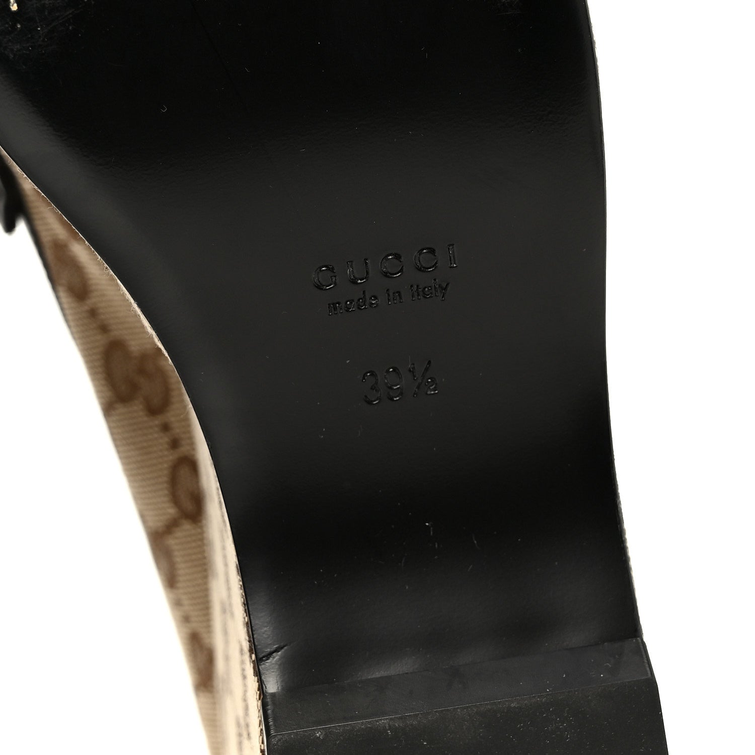 Gucci Canvas GG Monogram Horsebit Calfskin Womens Horsebit Platform Loafers 39.5 Beige Ebony Cocoa