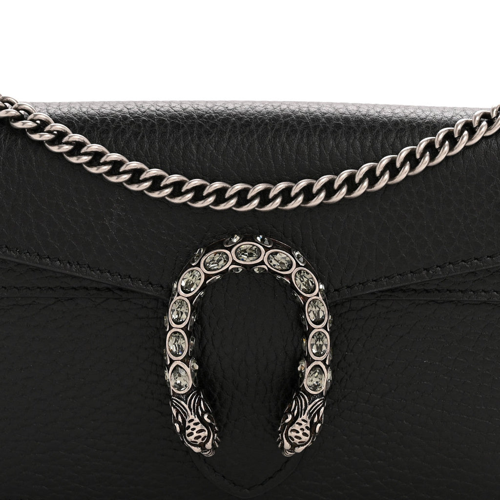 Gucci Calfskin Super Mini Dionysus Shoulder Bag Black