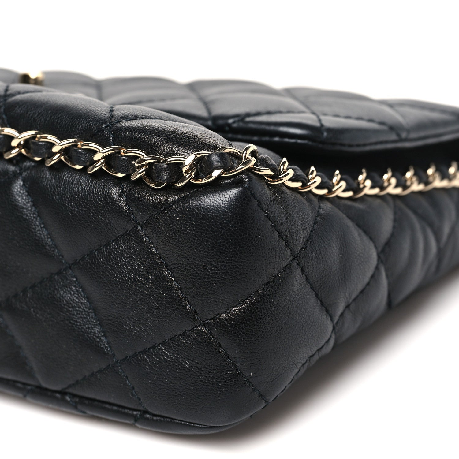 Chanel Lambskin Quilted Enamel CC Chain Frame Flap Black