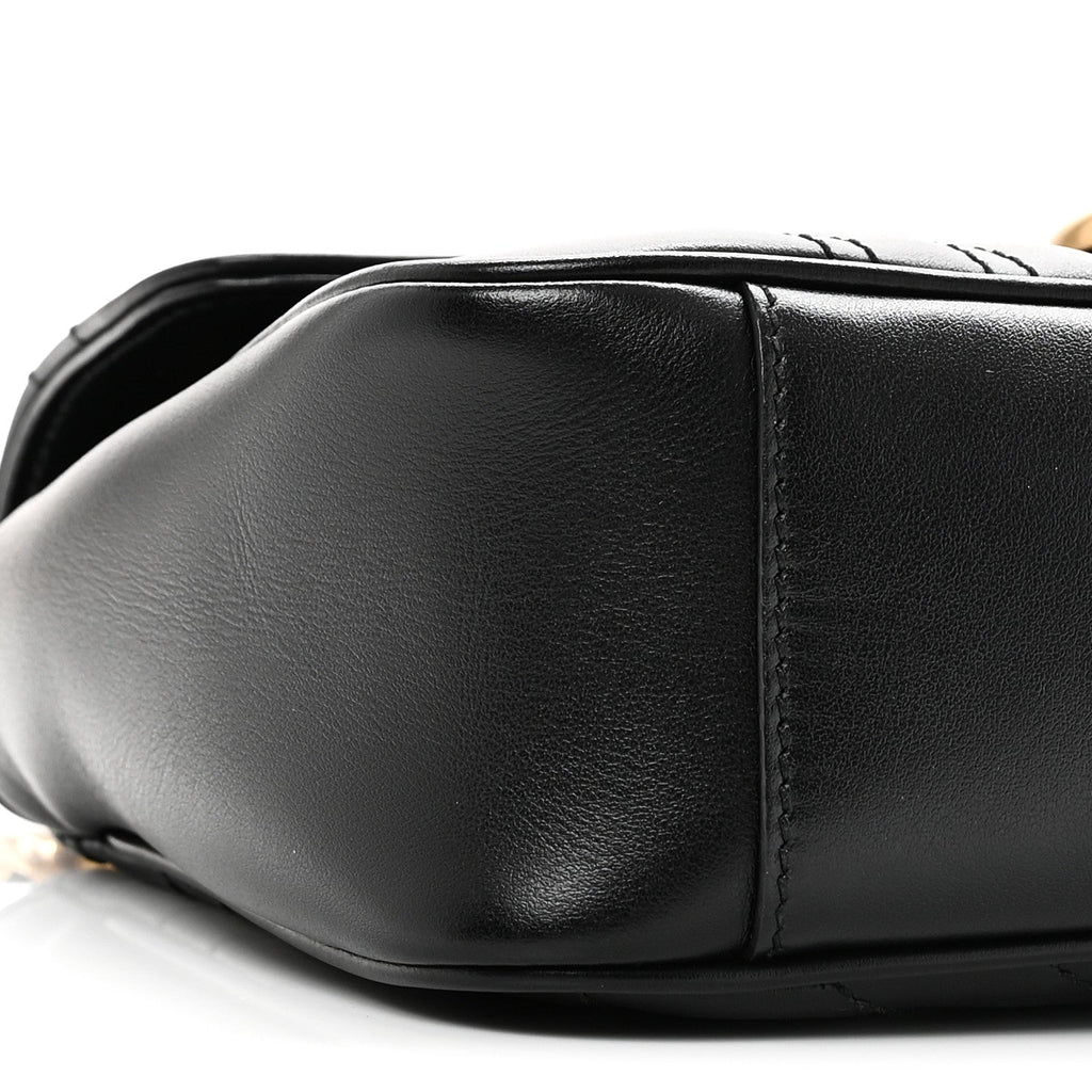 Gucci Calfskin Matelasse Small GG Marmont Shoulder Bag Black