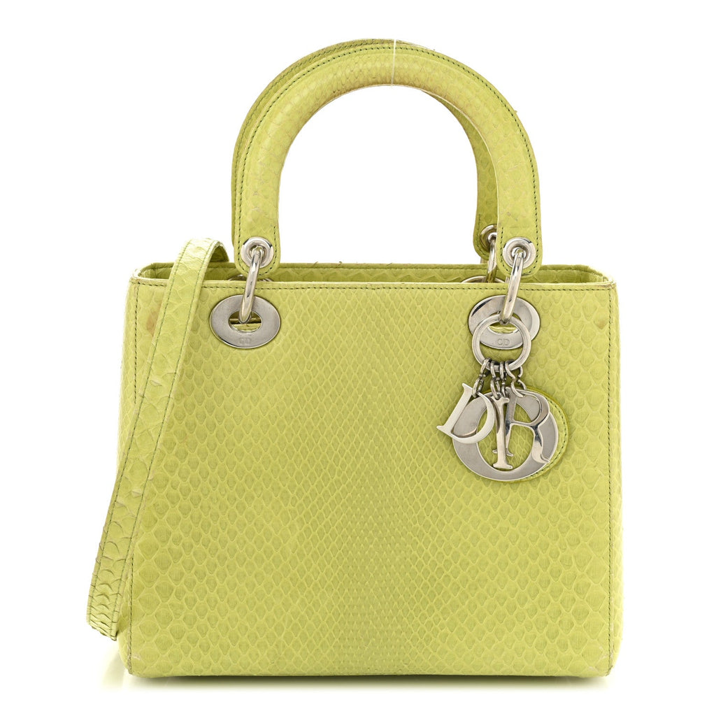 Christian Dior Snakeskin Medium Lady Dior Green