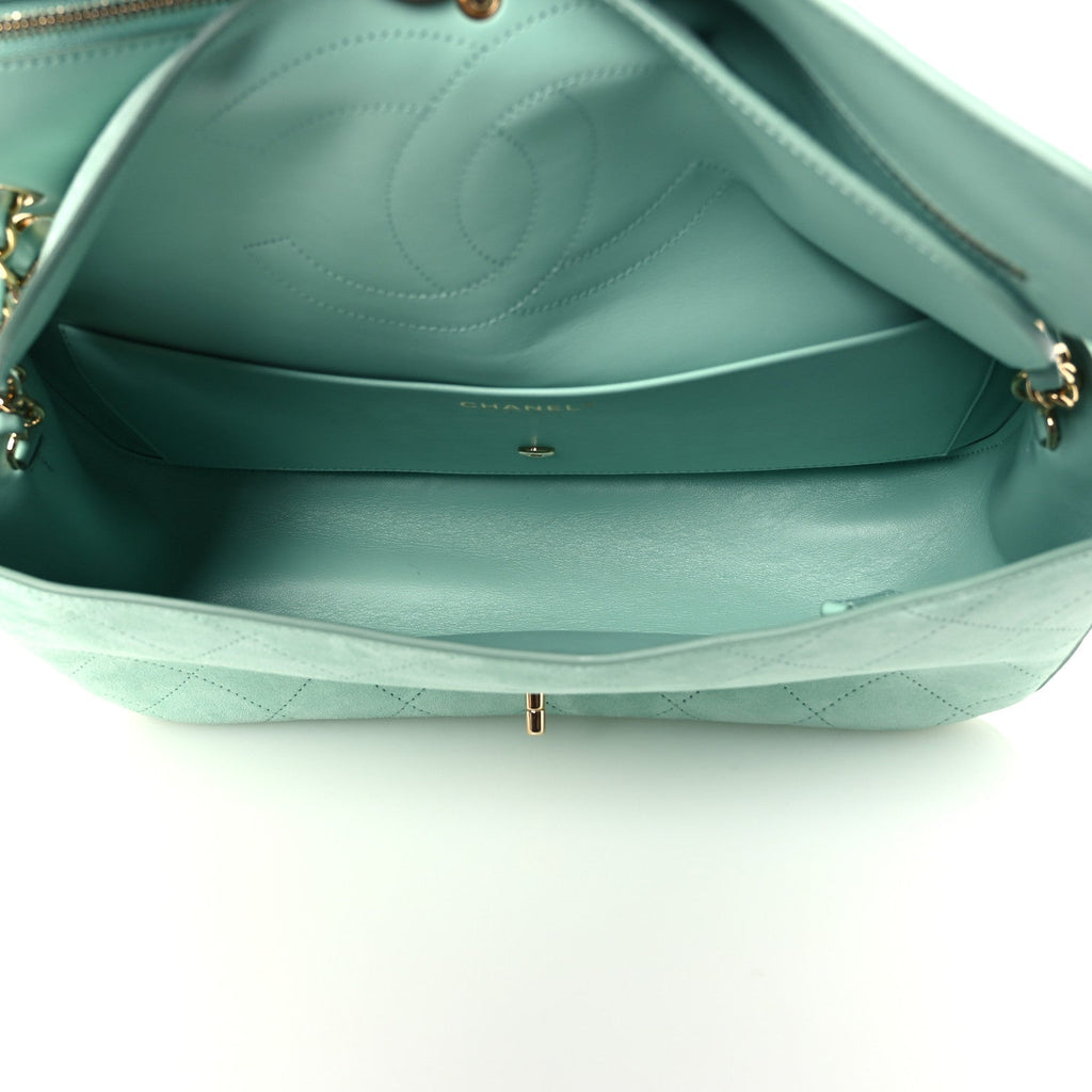 Chanel Suede Calfskin Small Souplissimo Maxi Flap Green