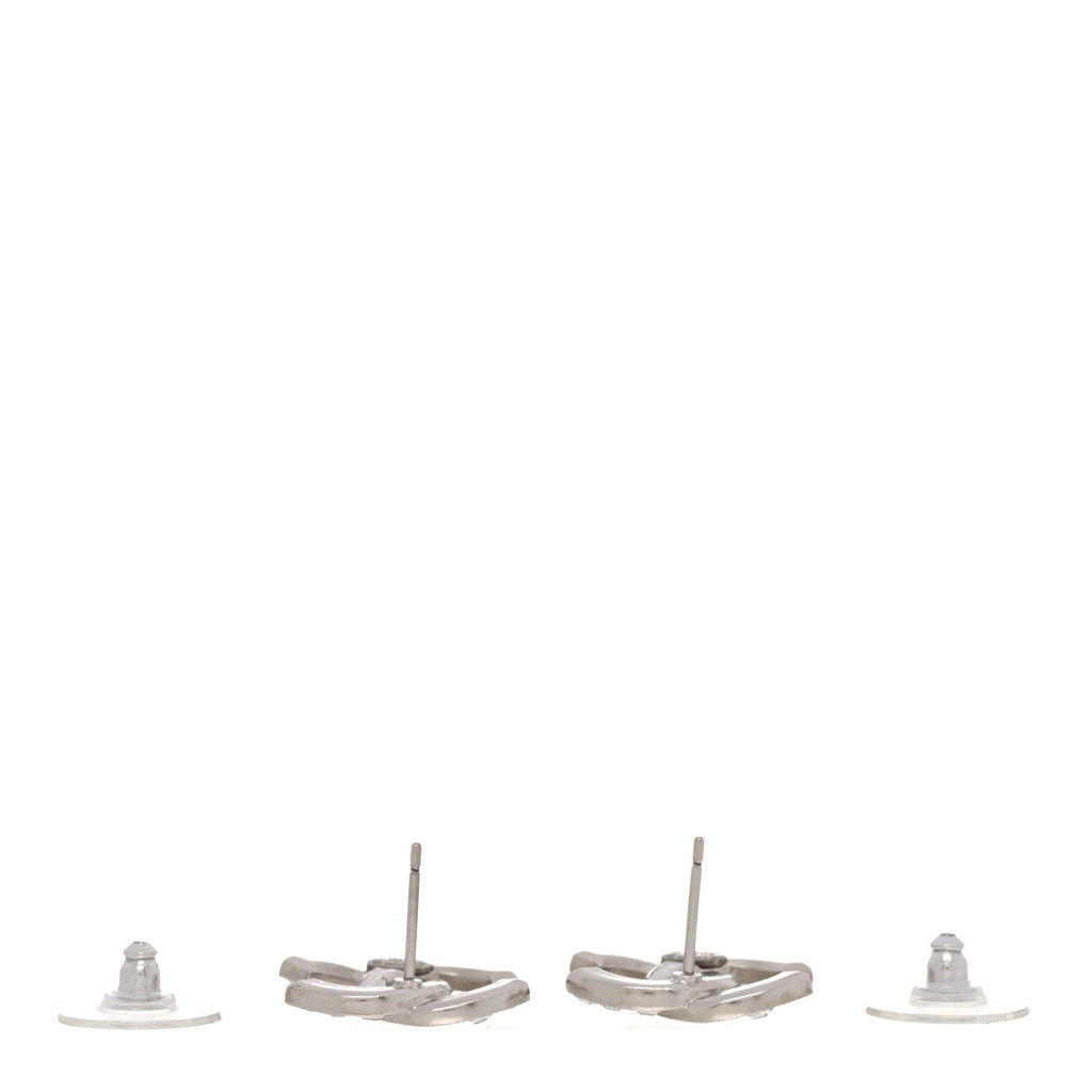 Baguette Crystal CC Earrings Silver
