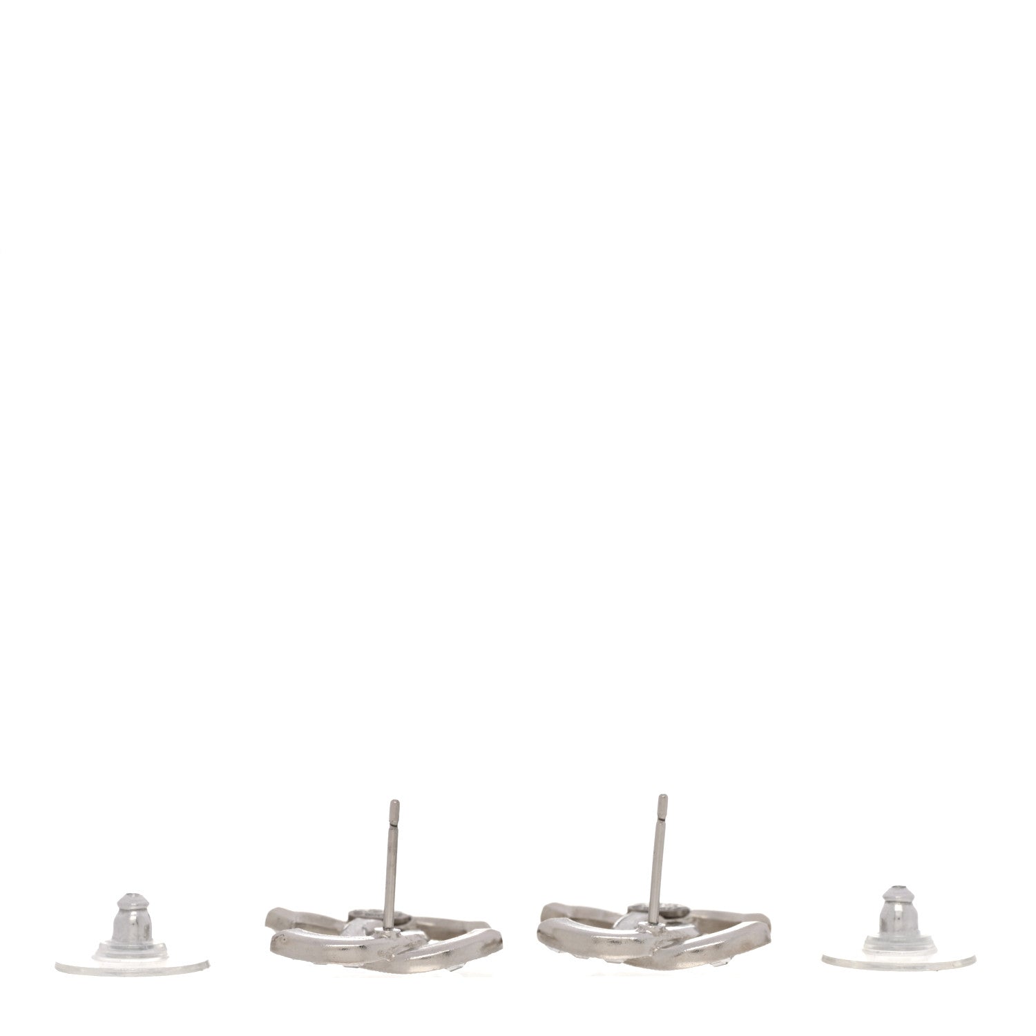 Baguette Crystal CC Earrings Silver