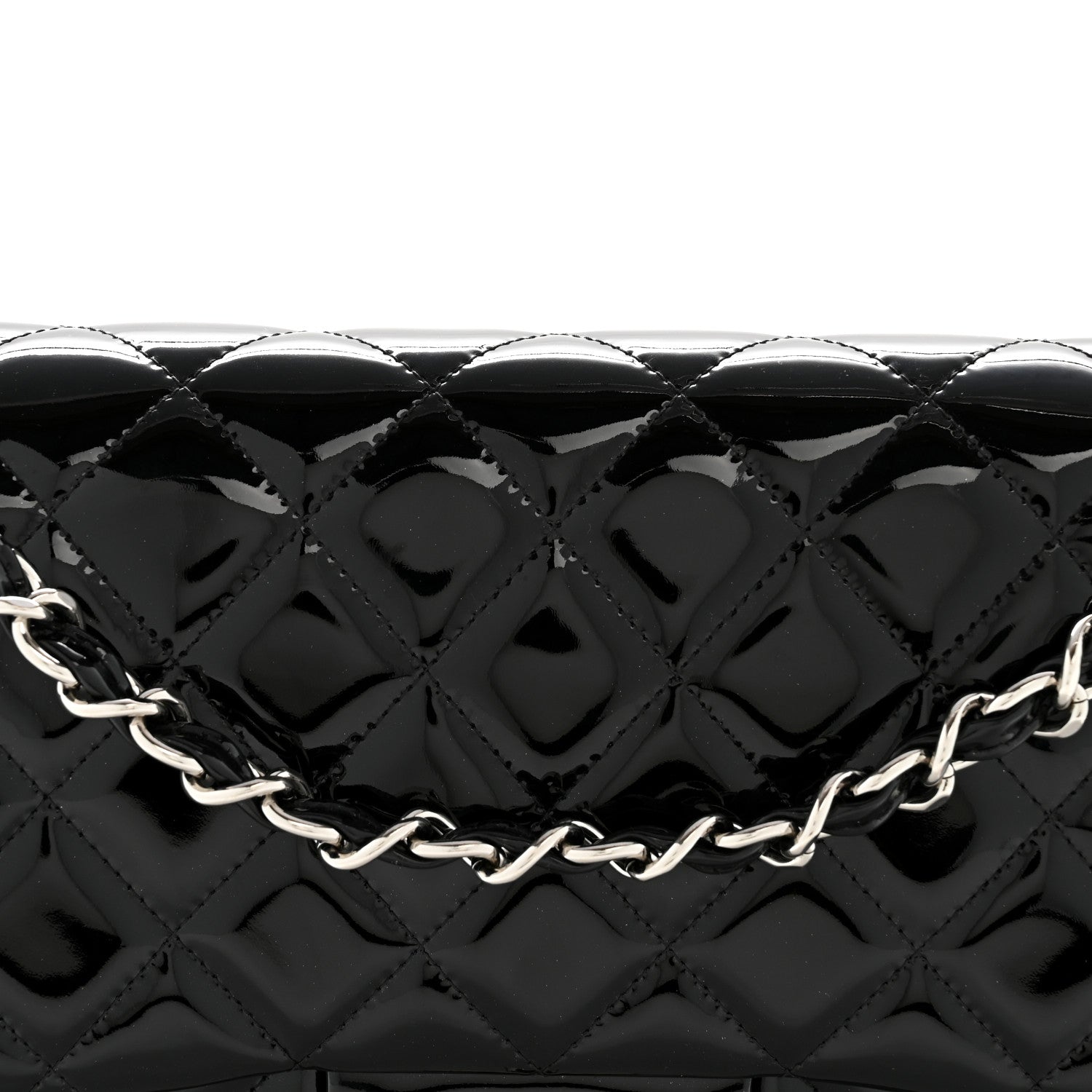 Chanel Patent Quilted Jumbo Double Flap Black