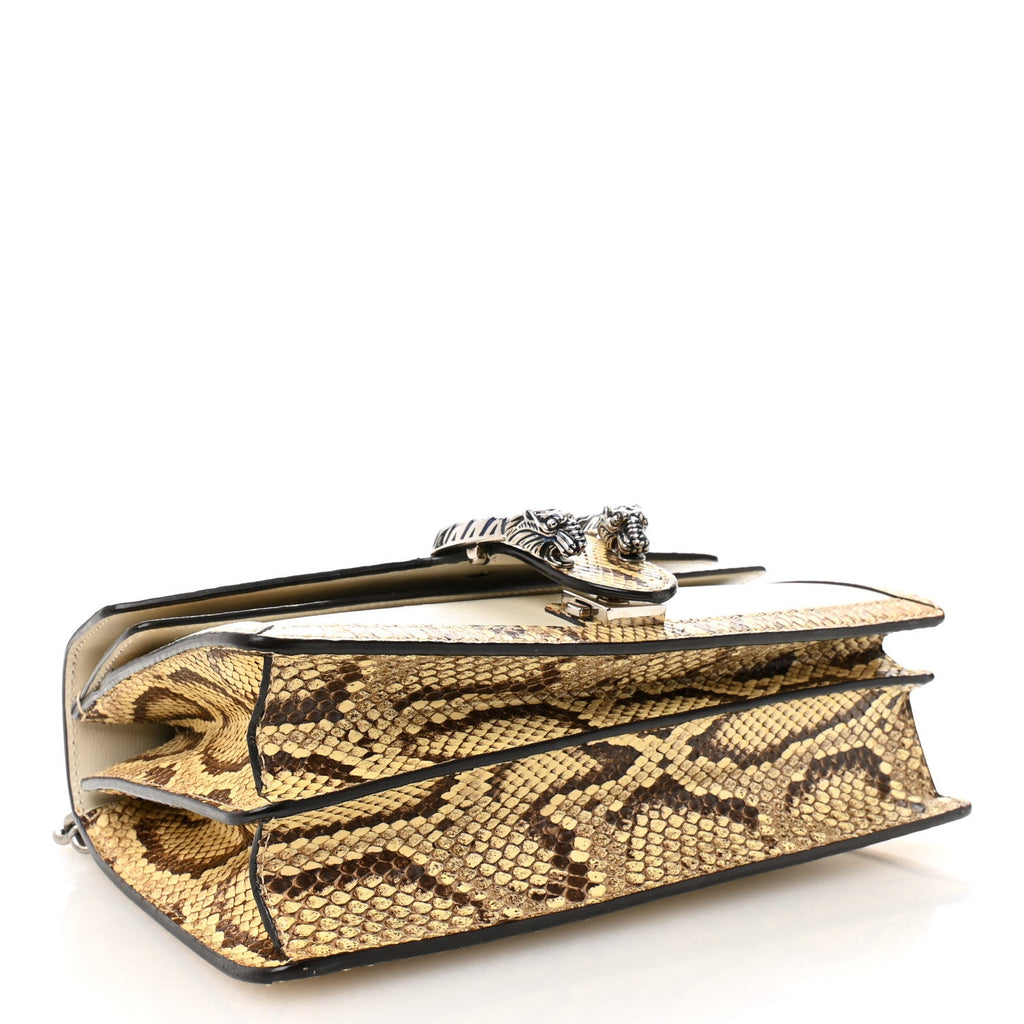 Gucci Calfskin Snakeskin Enamel Small Dionysus Shoulder Bag White Beige Electric Blue