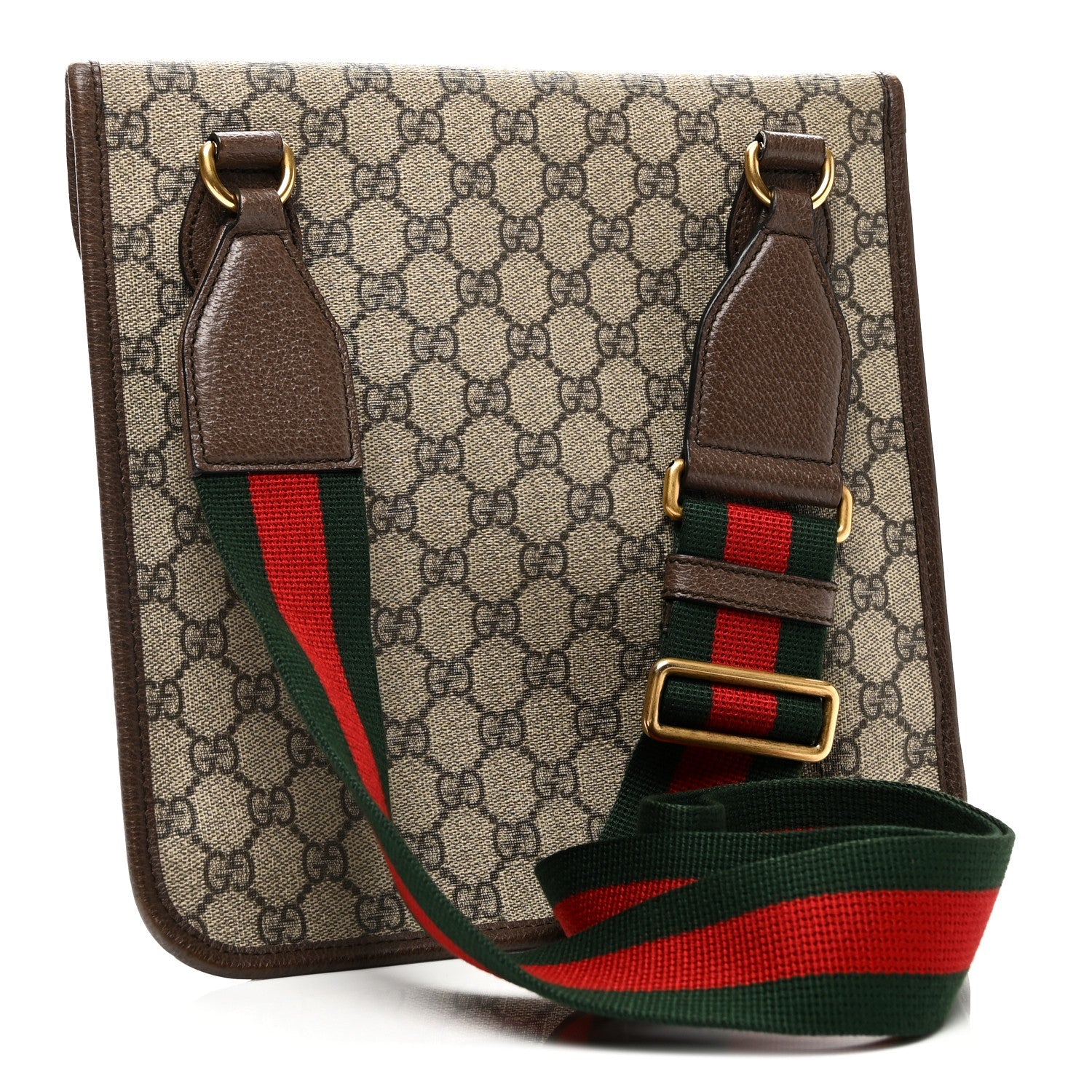 Gucci GG Supreme Monogram Web Medium Neo Vintage Flap Messenger Bag Beige New Acero
