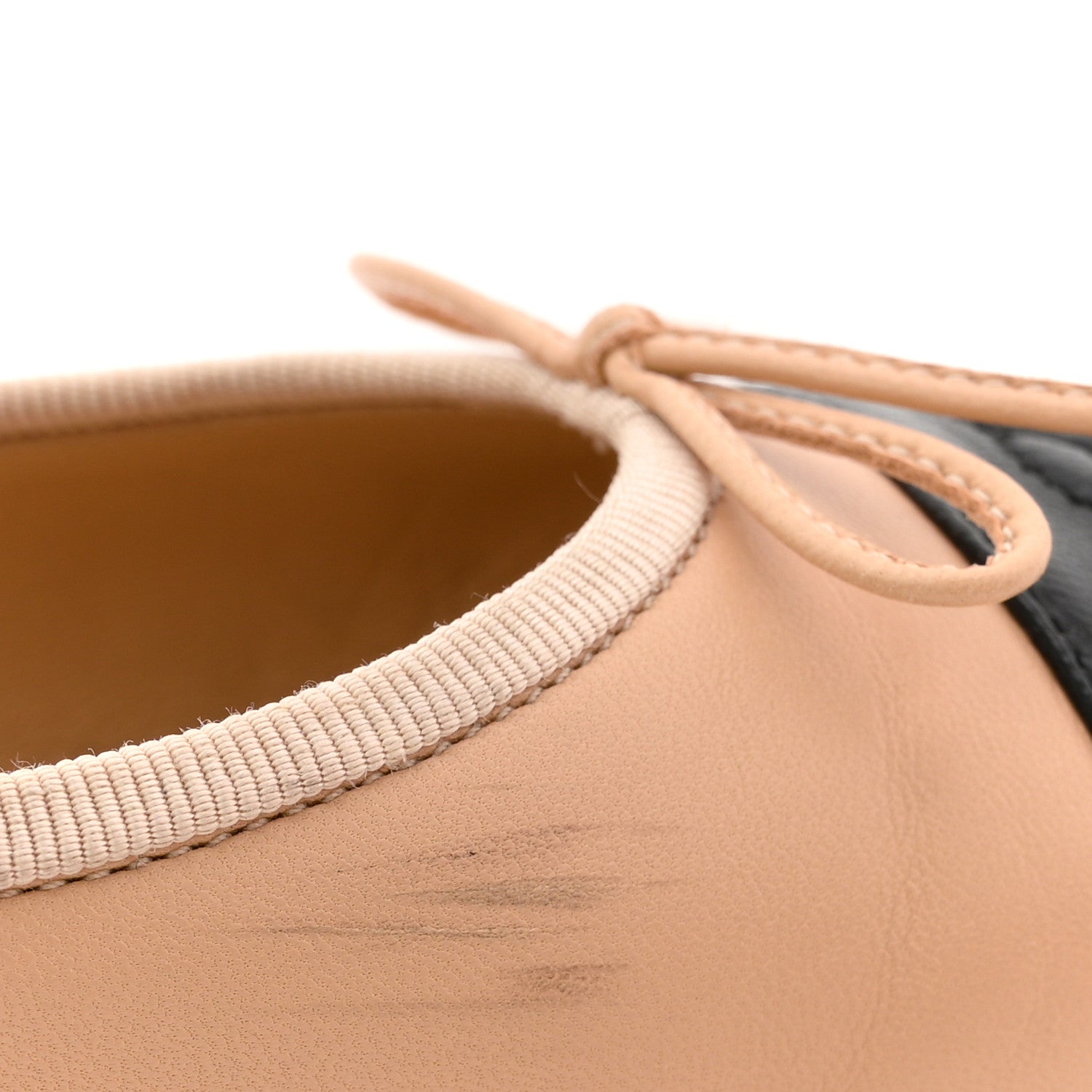 Lambskin Cap Toe CC Ballerina Flats 36 Beige Black
