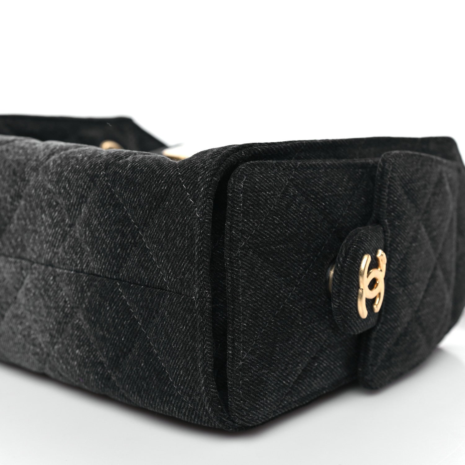 Chanel Washed Denim Quilted Mini Chanel 25 Handbag Black
