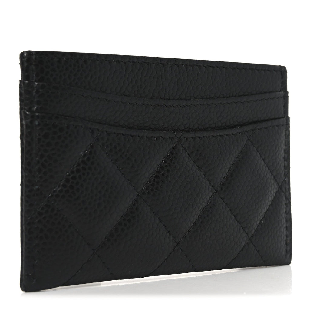 Caviar Quilted Card Holder Black