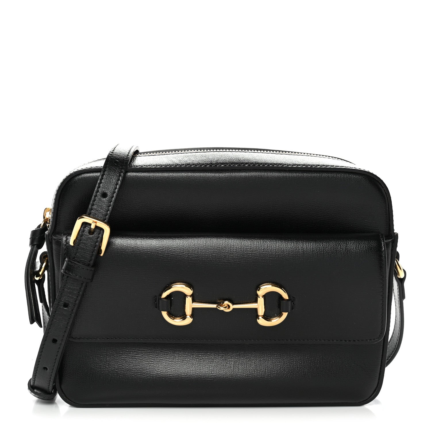 Gucci Textured Calfskin Small Horsebit 1955 Shoulder Bag Black