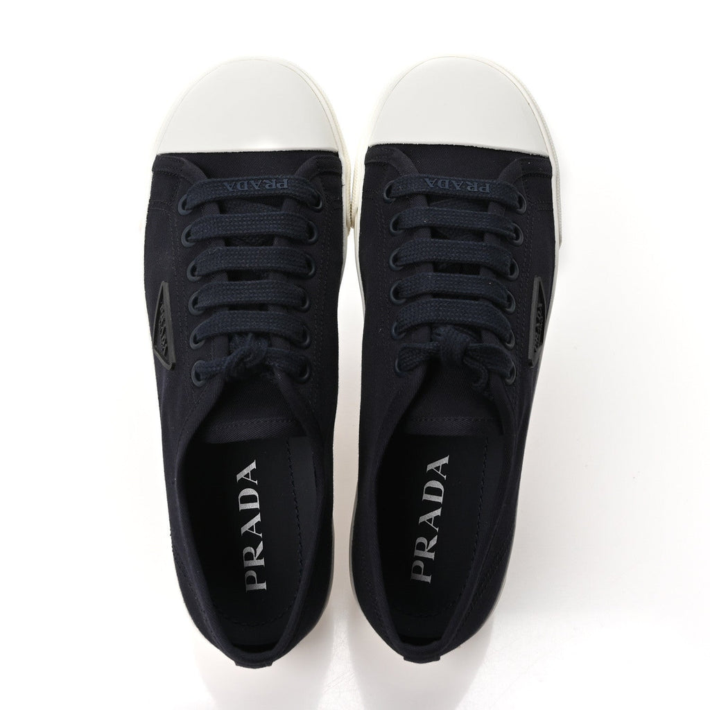 Prada Drill Nylon Triangle Logo Sneakers 41 Navy