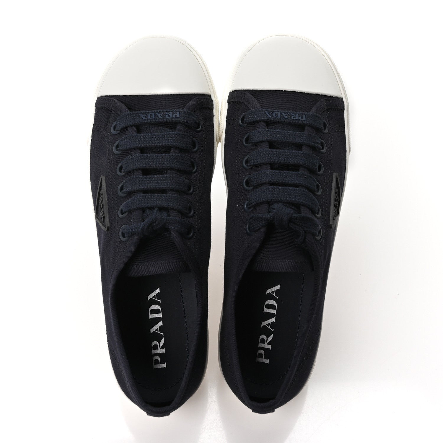 Prada Drill Nylon Triangle Logo Sneakers 41 Navy