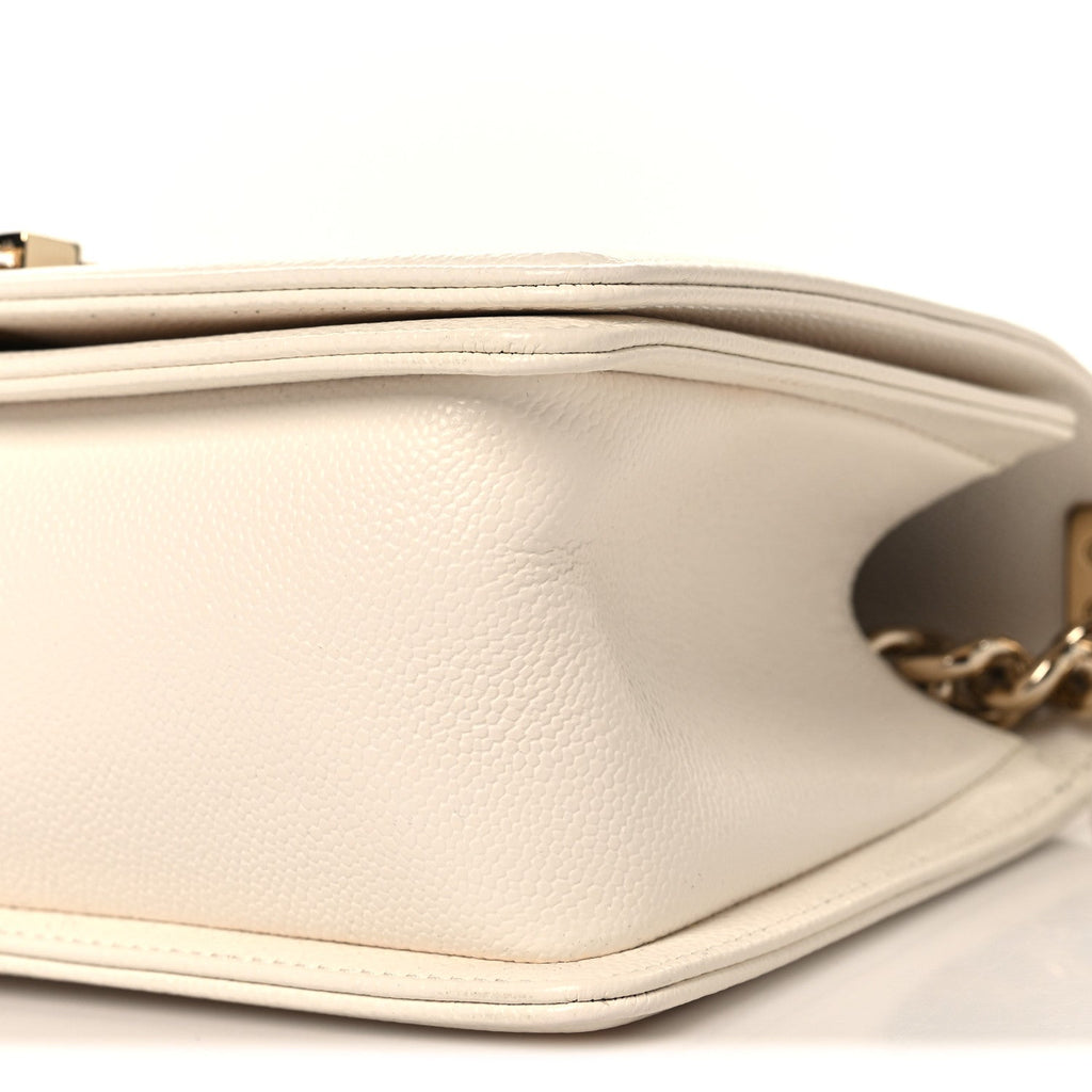 Chanel Caviar Quilted Medium Boy Flap White
