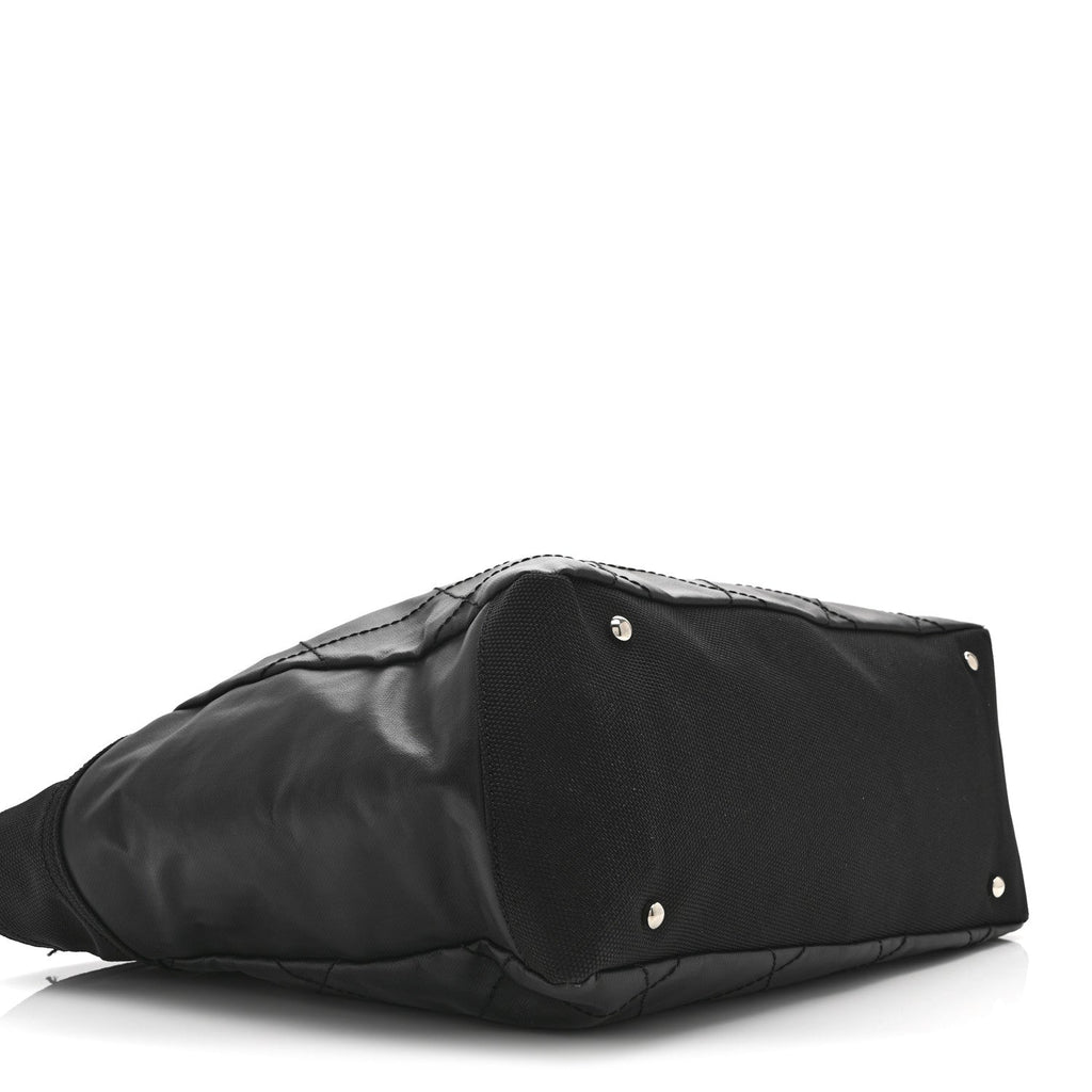 Chanel Coated Canvas Quilted Large Paris Biarritz Tote Black
