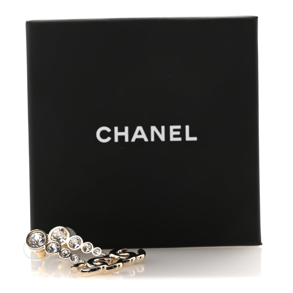 Crystal CC Drop Earrings Gold
