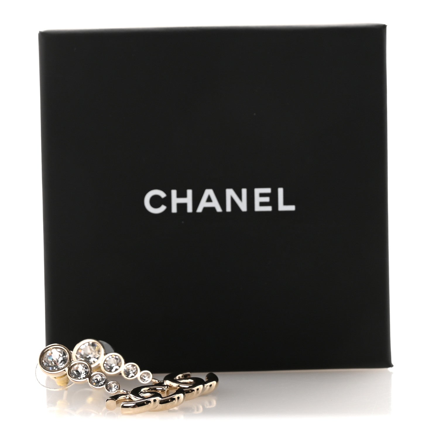 Crystal CC Drop Earrings Gold