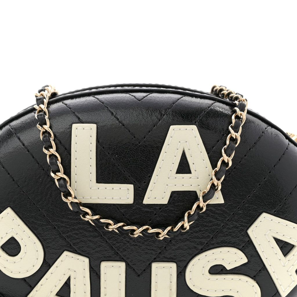 Chanel Lambskin Embroidered Chevron Quilted La Pausa Tassel Clutch Black