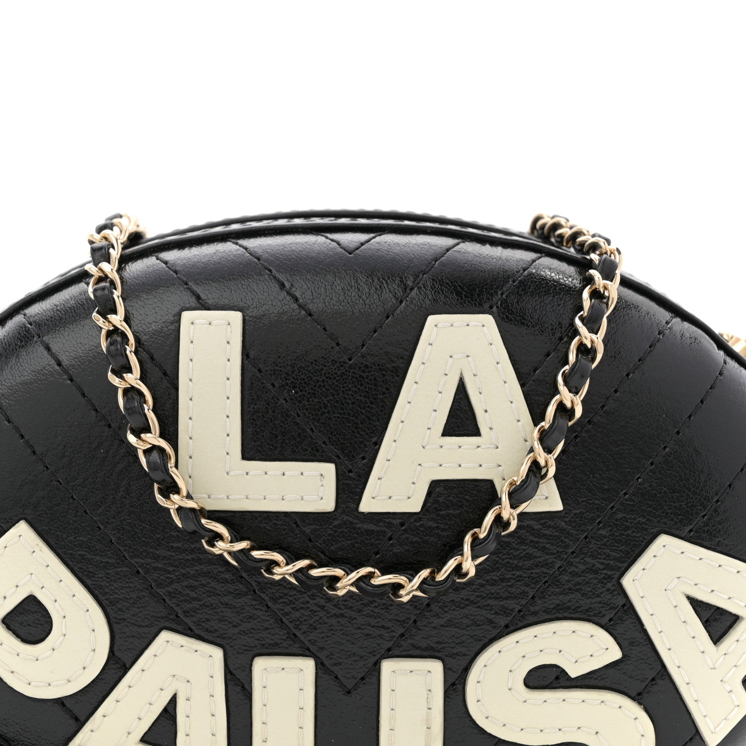Chanel Lambskin Embroidered Chevron Quilted La Pausa Tassel Clutch Black