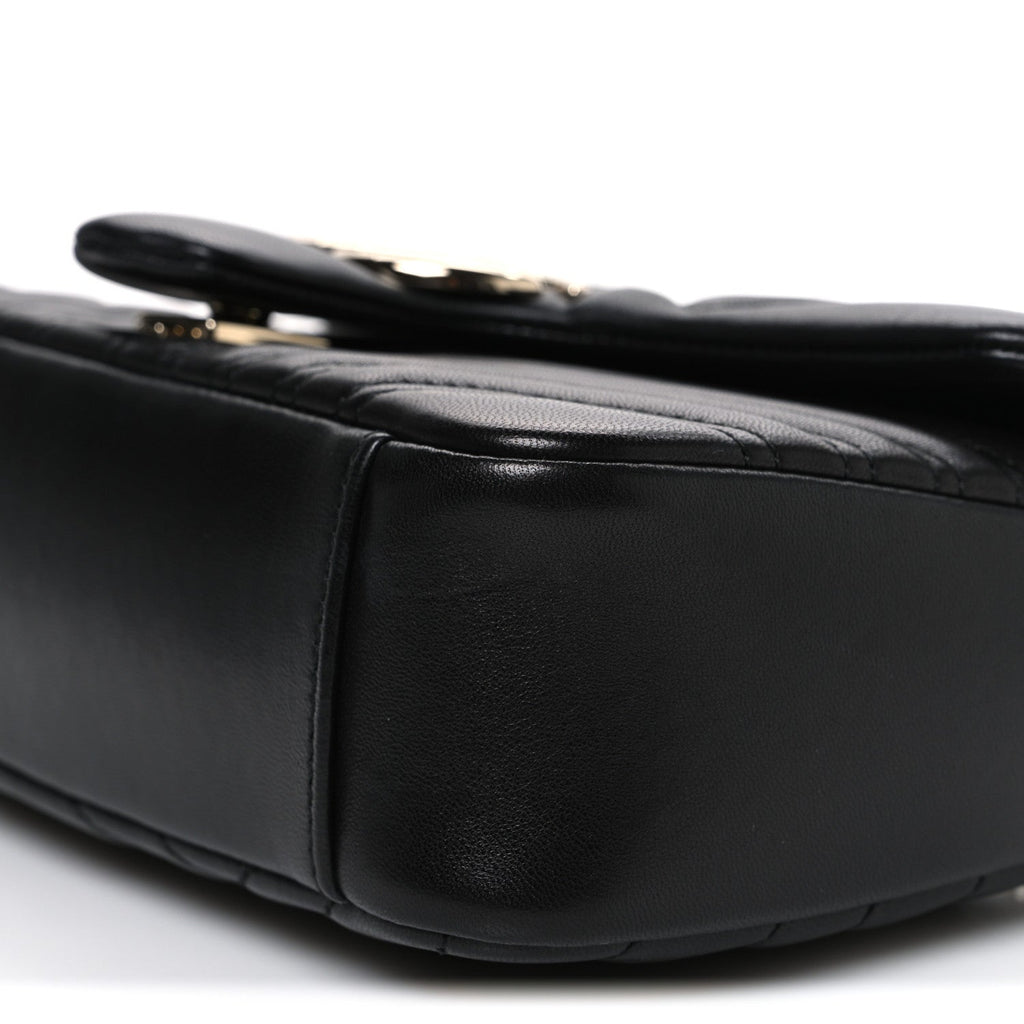 Gucci Lambskin Matelasse Medium GG Marmont Shoulder Bag Black