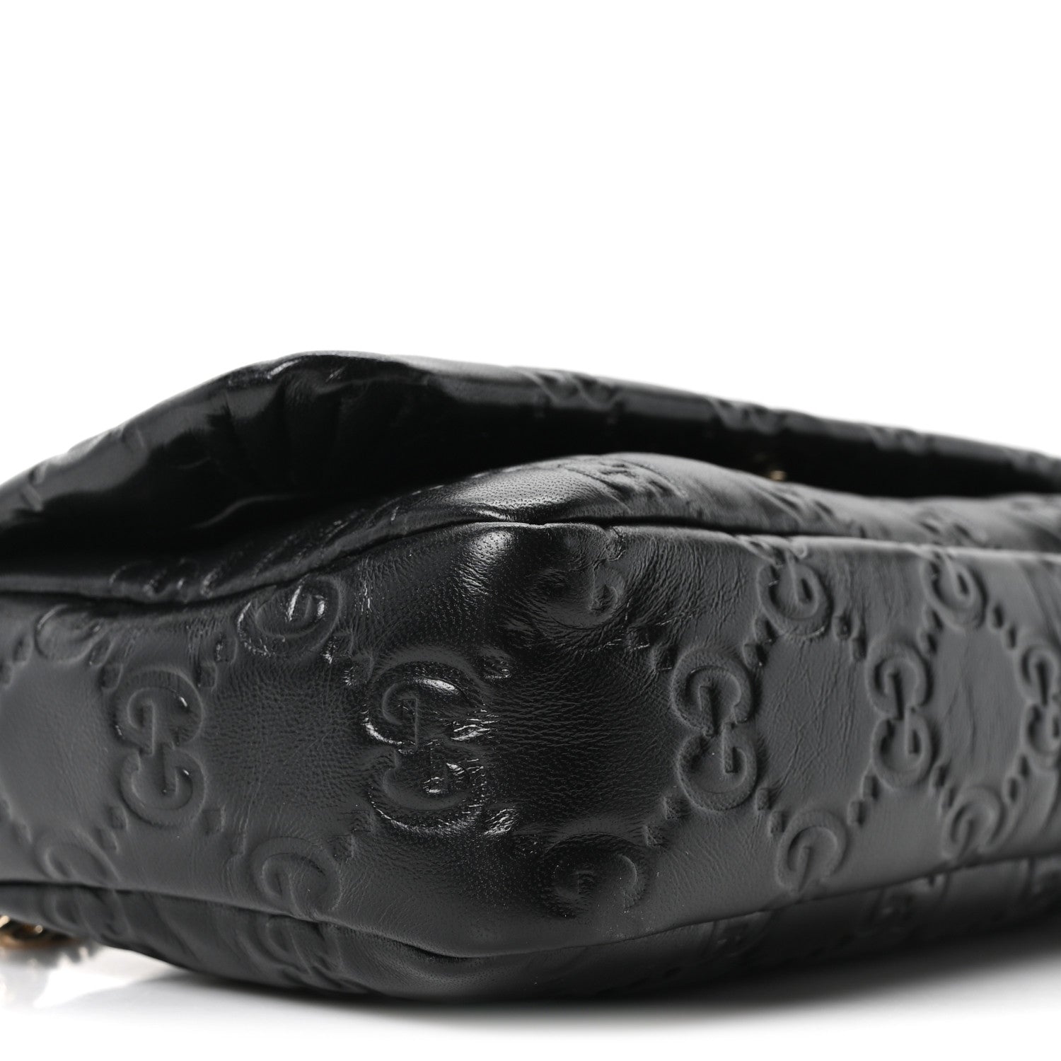 Gucci Lambskin Embossed Mini GG Milano Top Handle Shoulder Bag Black