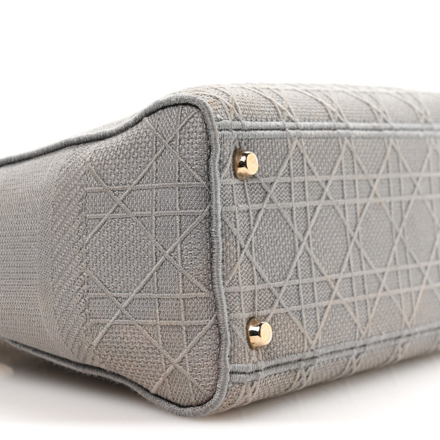 Christian Dior Canvas Embroidered Cannage Medium Lady D-Lite Gray