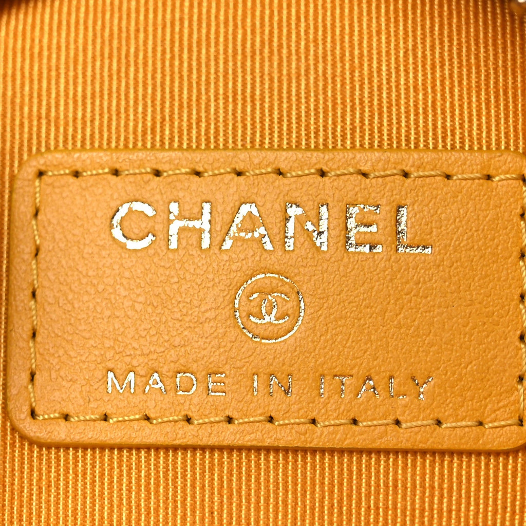 Chanel Caviar Quilted Round Clutch With Chain Yellow