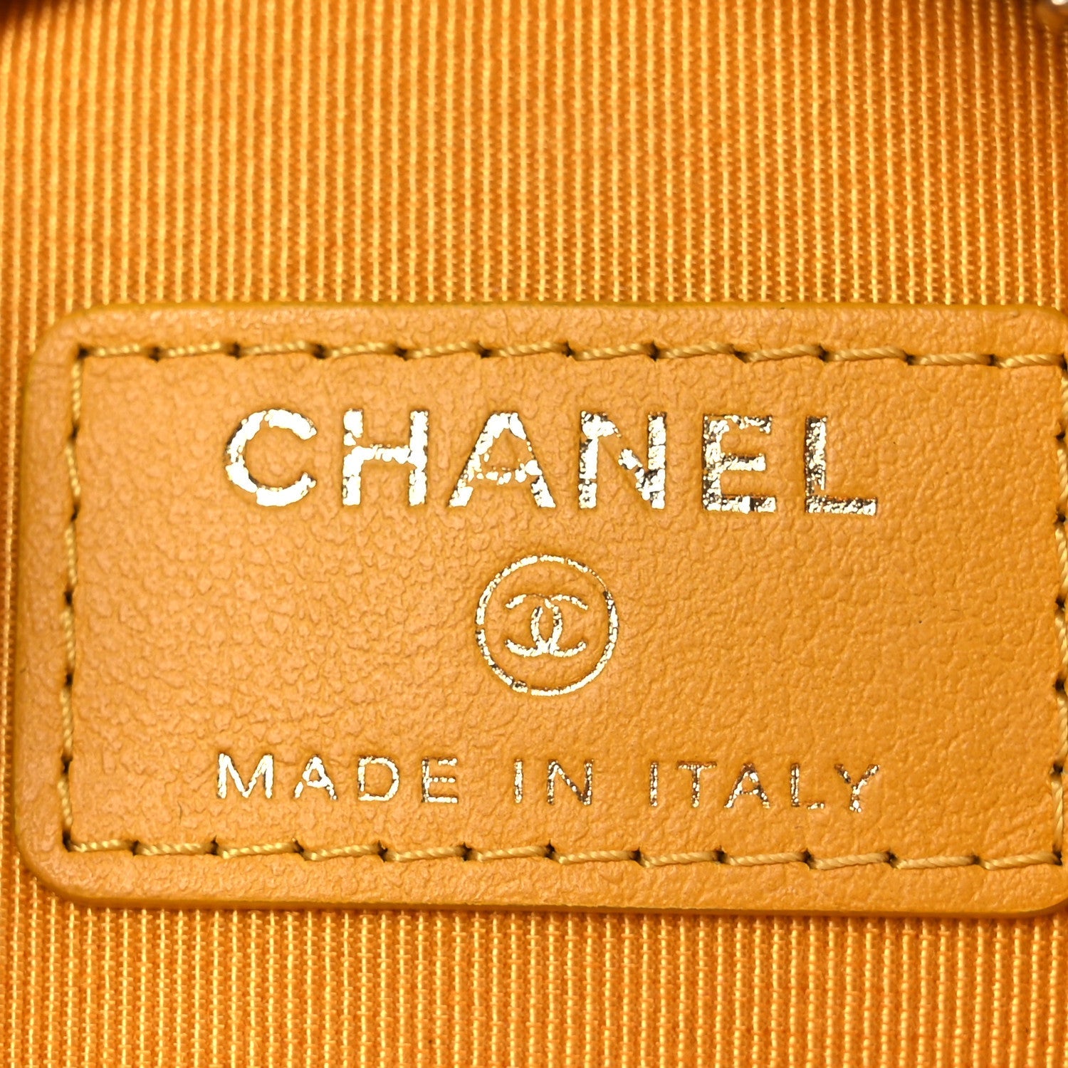 Chanel Caviar Quilted Round Clutch With Chain Yellow