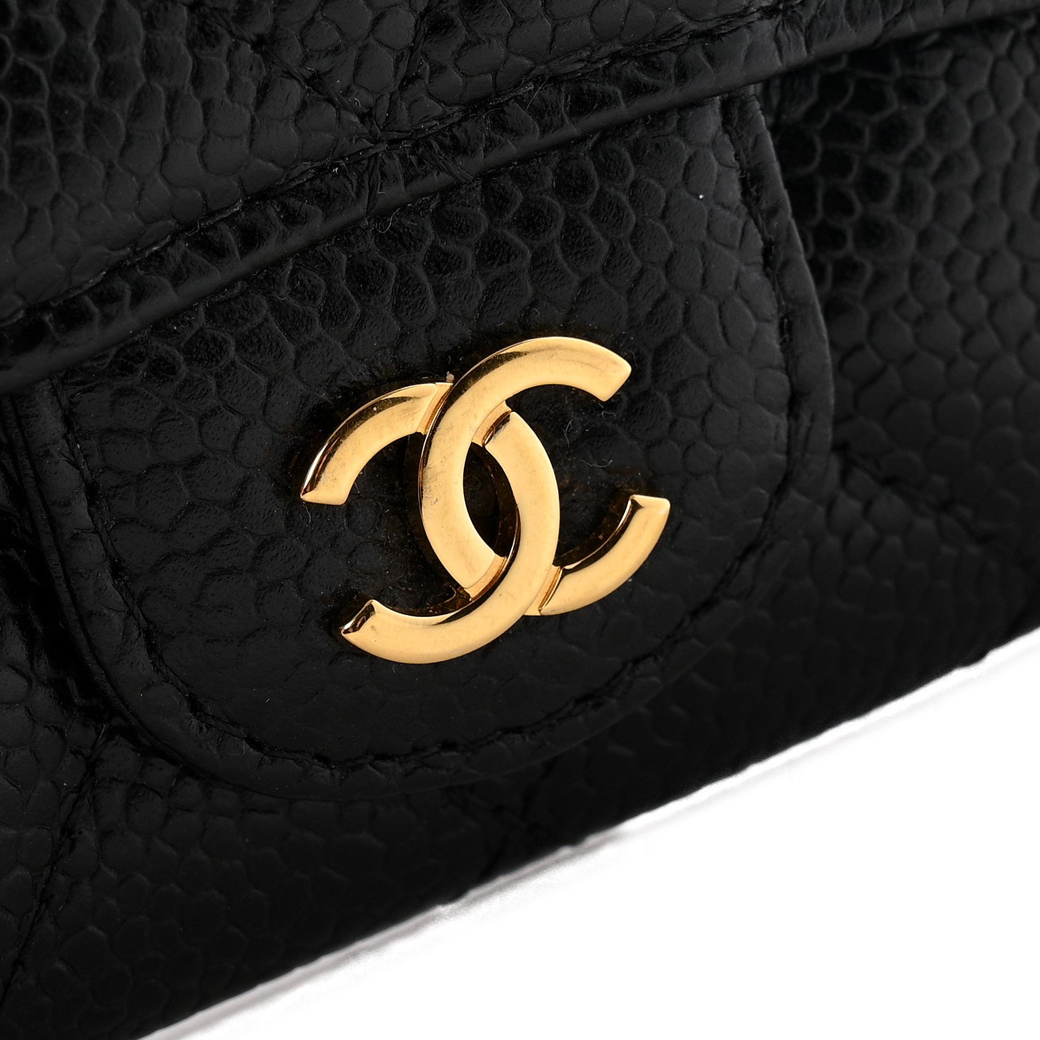 Caviar Quilted Flap Card Holder Black